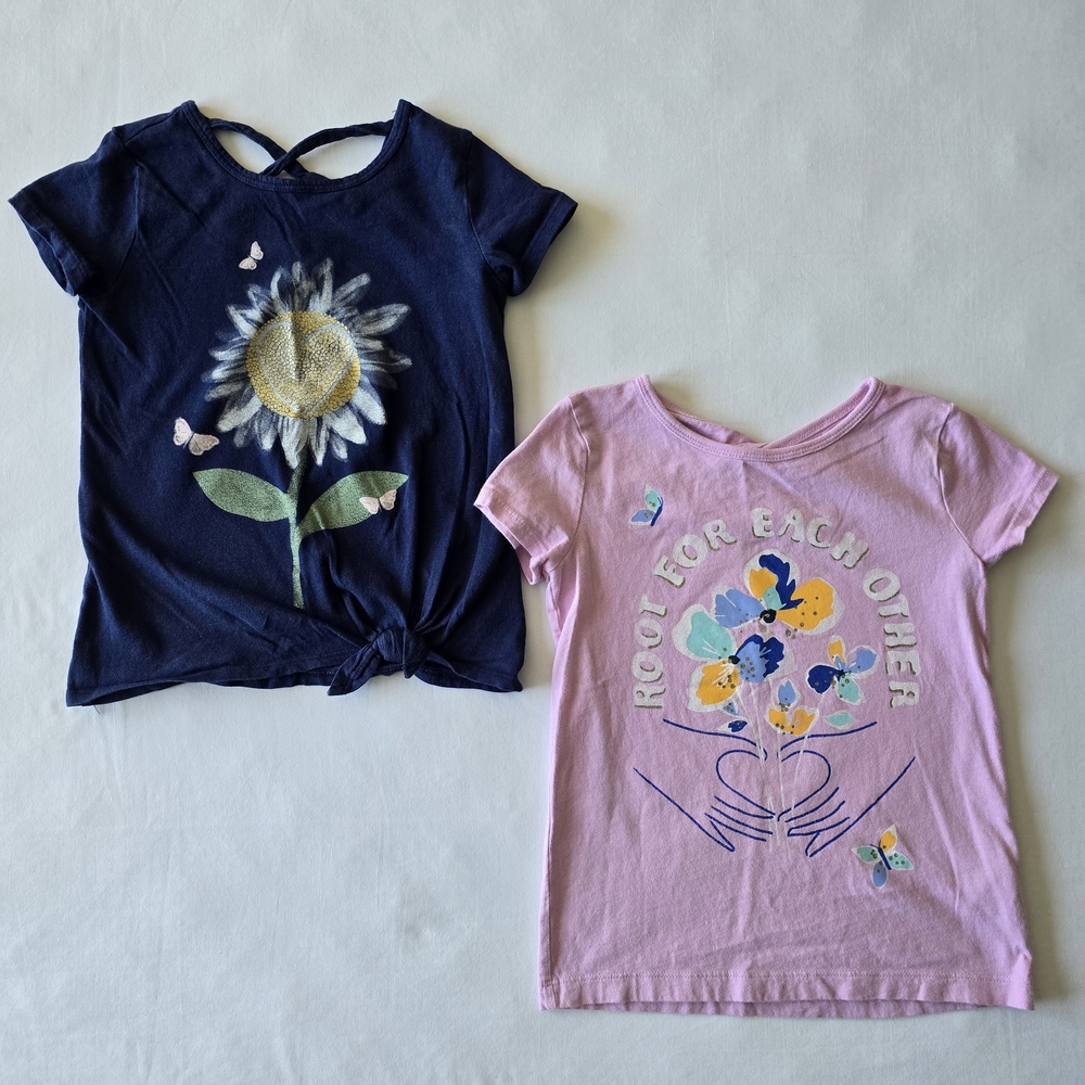 Carters Kids' Tees - Set of 2 (Sunflower and Heart Graphics)